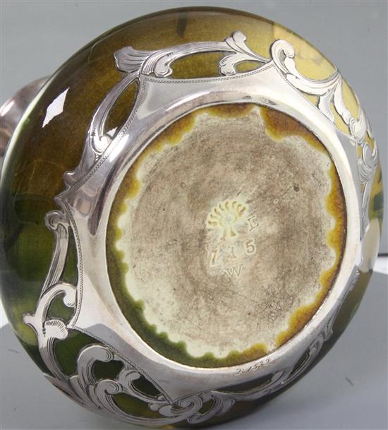 A Rookwood silver overlaid floral vase, c.1900, 12.5cm